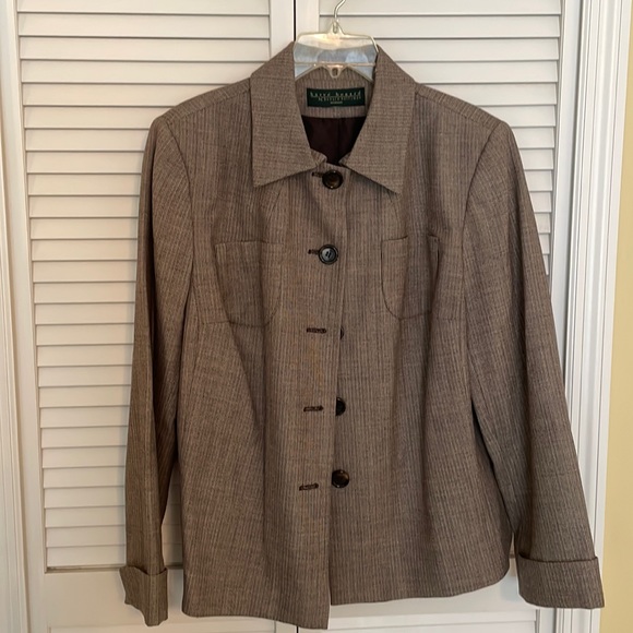 Taupe herringbone pattern, business jacket with two breast pockets - Picture 1 of 6